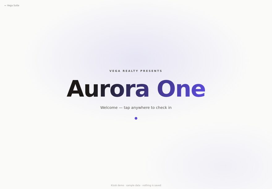 Reception Kiosk demo — welcome screen